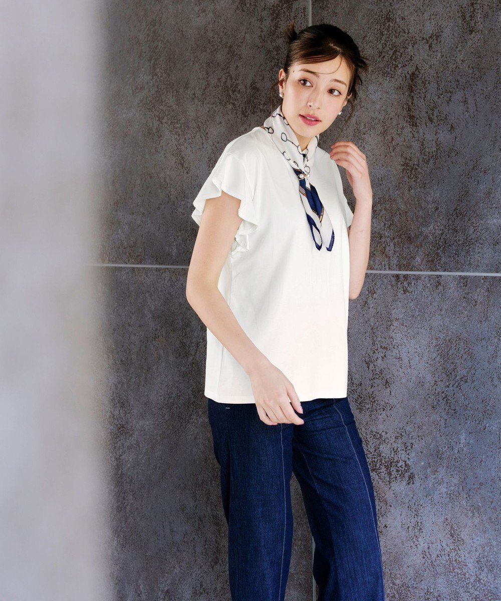 Tiaclasse 【洗える】フリル袖ポンチプルオーバー 