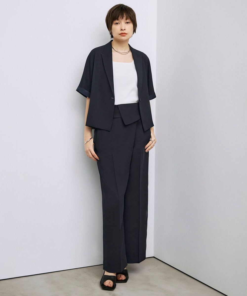 ICB L 【UVケア・接触冷感・速乾・防シワ・洗える】 FluidBackSatin デザインワイドパンツ 