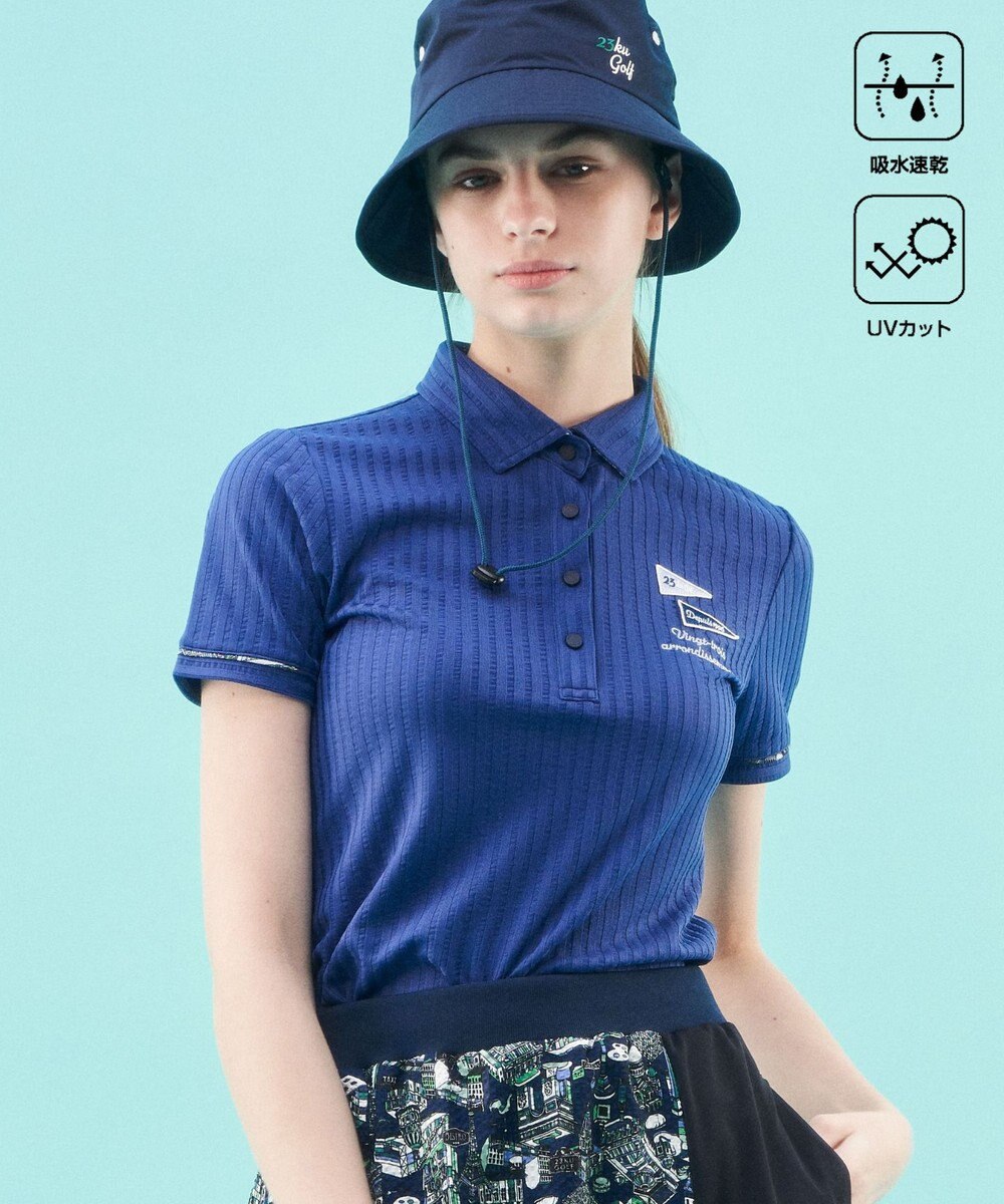 23区GOLF 【WOMEN】【吸水速乾/UVカット】サッカーポロシャツ 