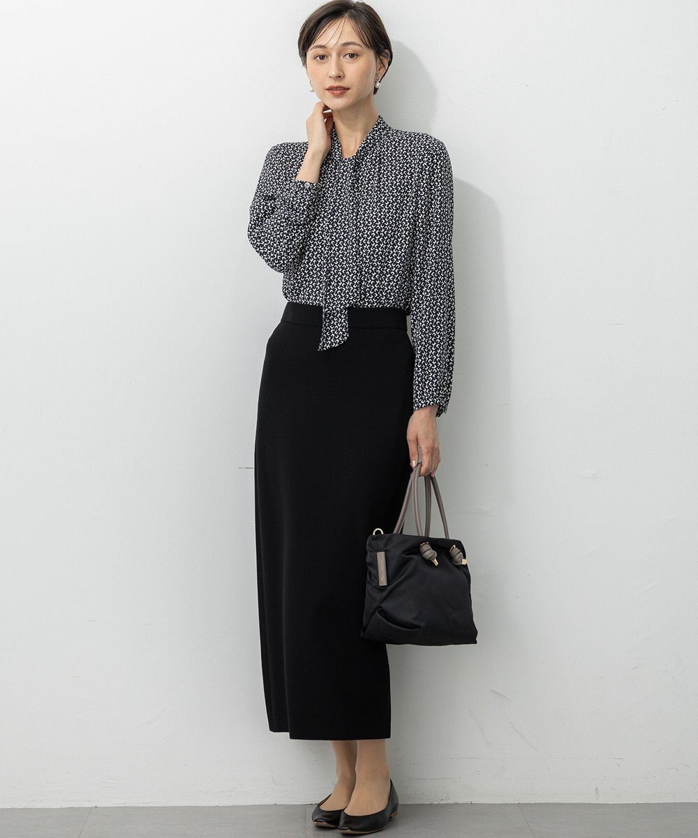 23区 L 【洗える】モダンジオメトリックプリント ブラウス 