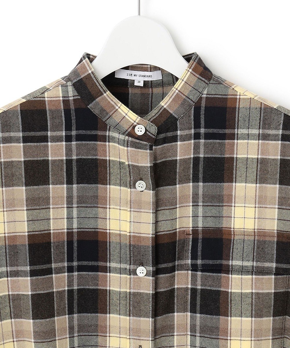 23区 CANCLINI メルトン バンドカラーシャツ 