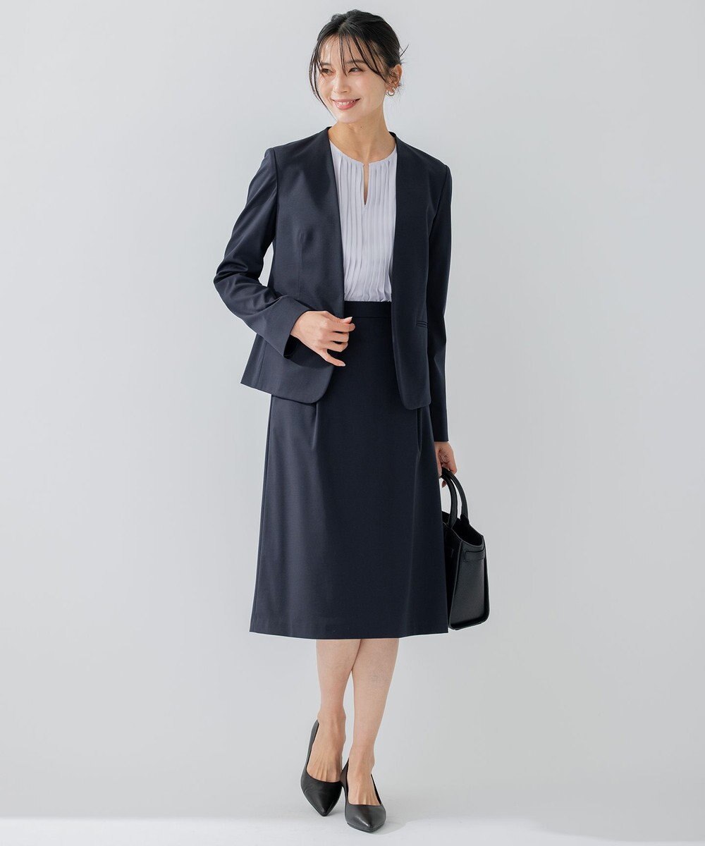 23区 S 【セットアップ対応/洗える】ストレッチポンチ ノーカラー ジャケット 