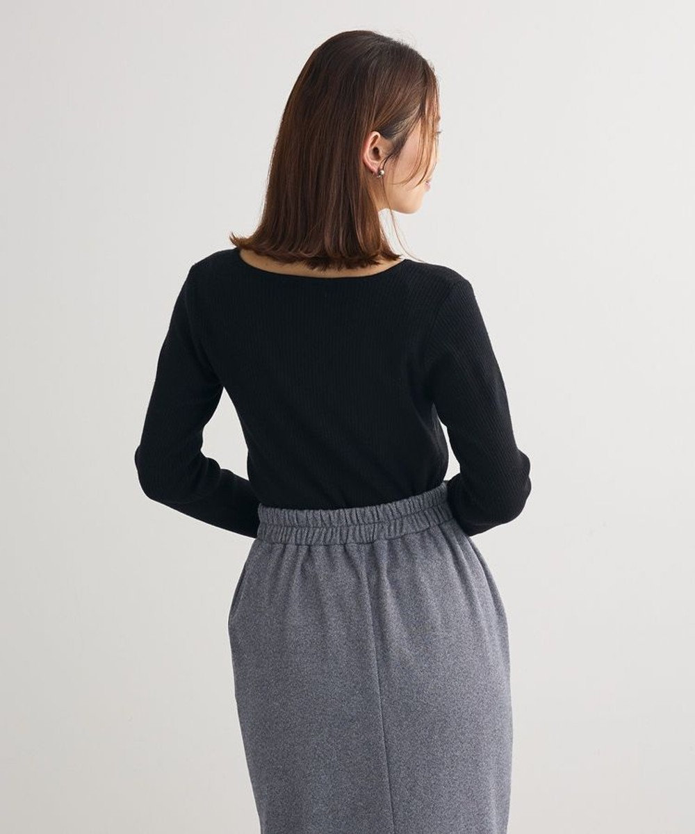 Green Parks もちっと袖配色ボートネックニットプルオーハ 