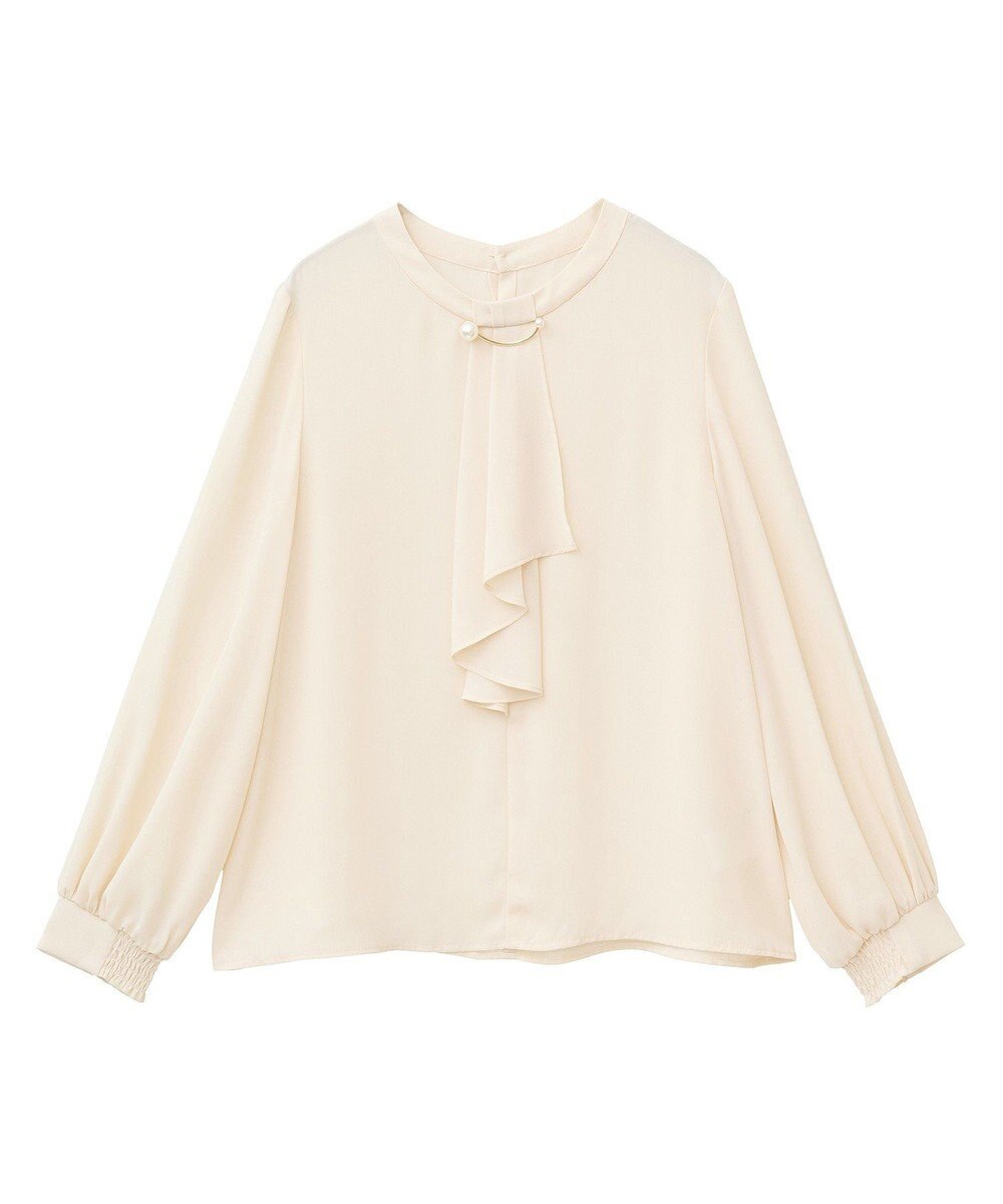 YECCA VECCA パールブローチ付きボウタイブラウス 