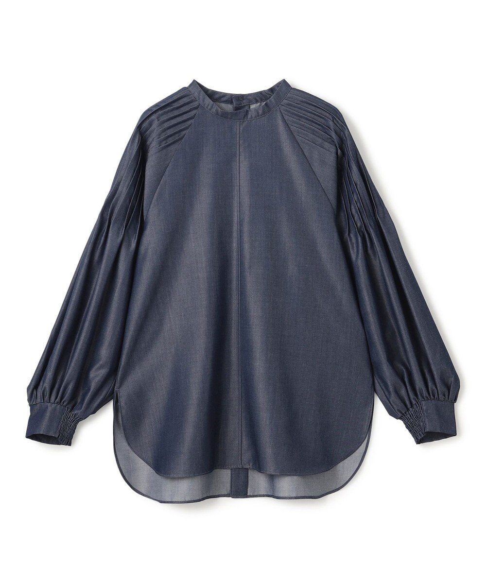 UNFILO シャンブレーデニム ショルダータックブラウス 