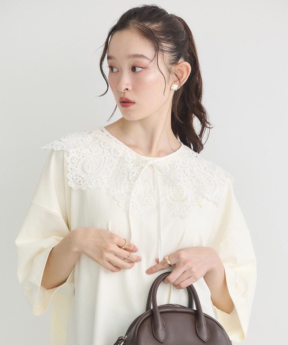 earth music&ecology スカラップレース付け襟 