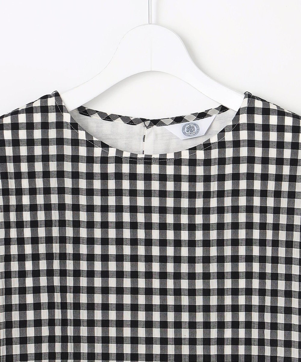 J.PRESS LADIES 【一枚で着映え】シアーギンガム クルーネック カットソー 