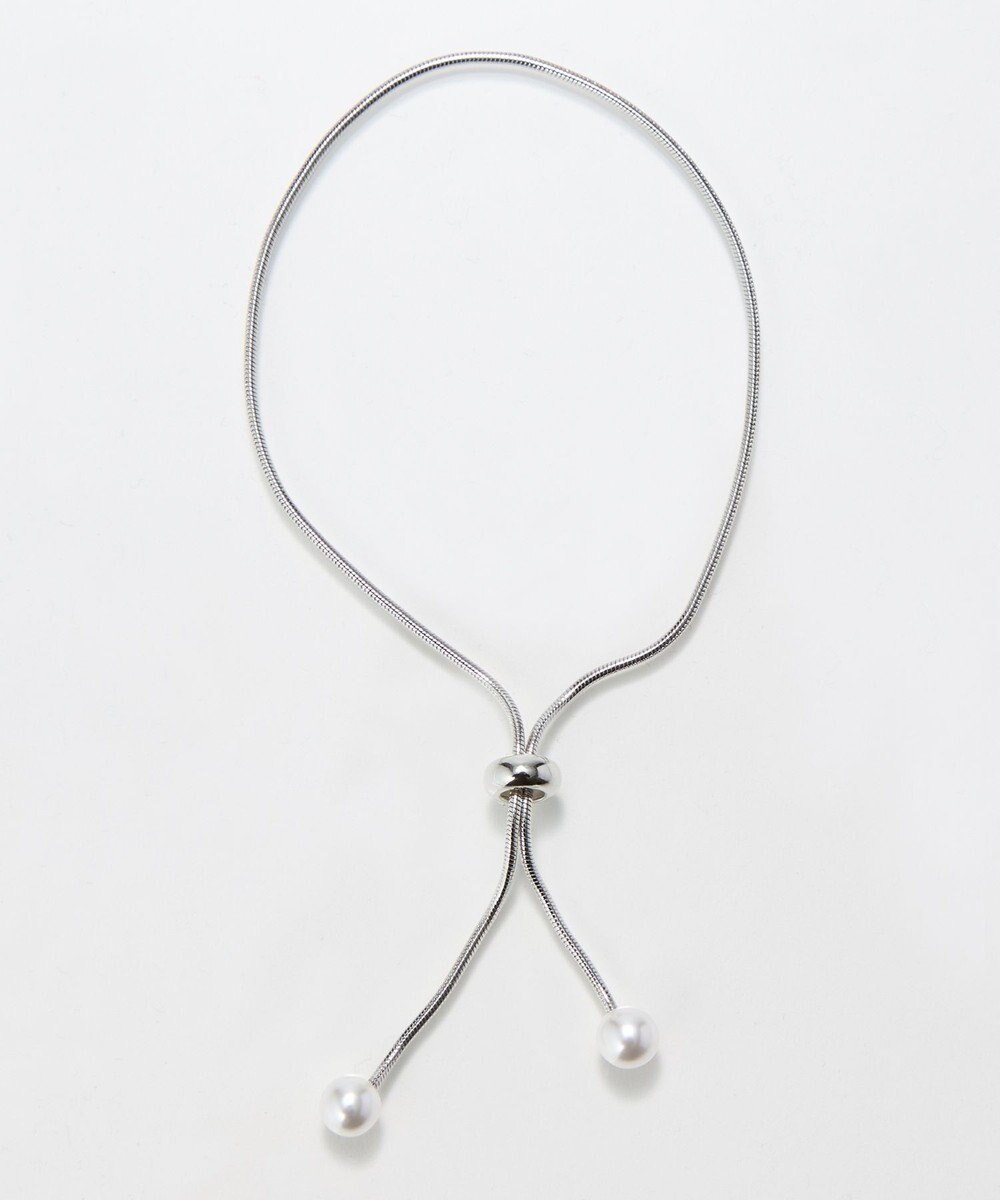 Phoebe スリムチェーンパールスライドブレスレット　シルバー 