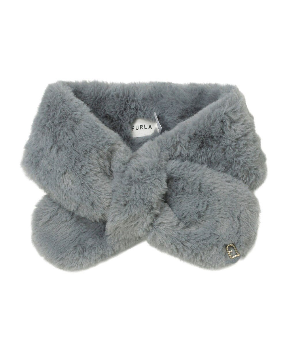MOONBAT FURLA（フルラ）プチリボンマフラー  アーチロゴ フェイクファー 