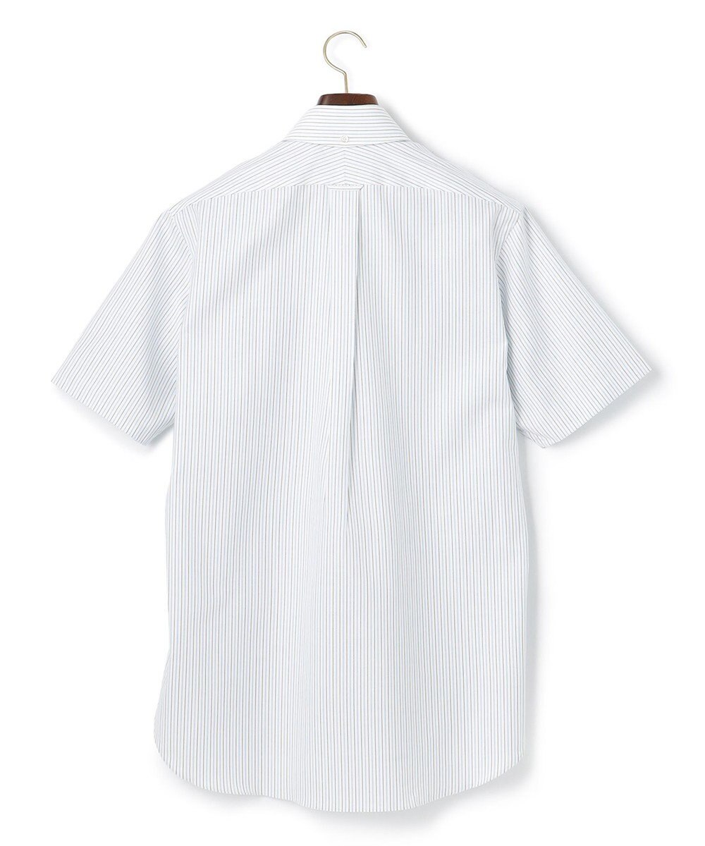J.PRESS MEN 【PREMIUM PLEATS / 形態安定】ターコイズストライプ 半袖シャツ / B.D. 