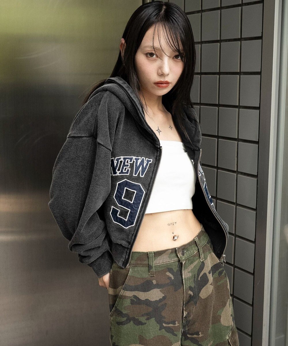 WEGO グラフィックショートZIPパーカー 