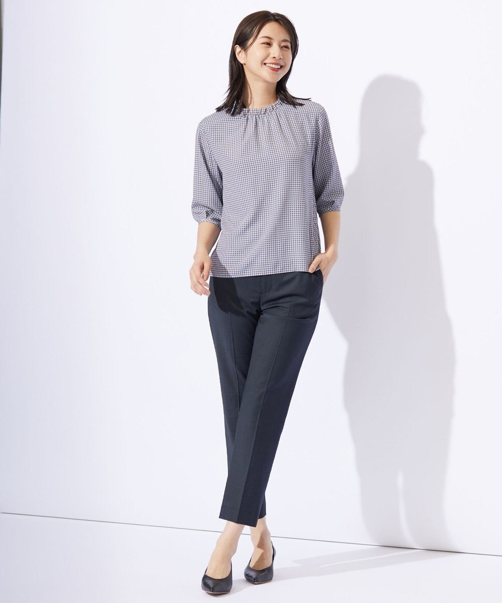 J.PRESS LADIES L 千鳥プリント フリル襟 カットソー 