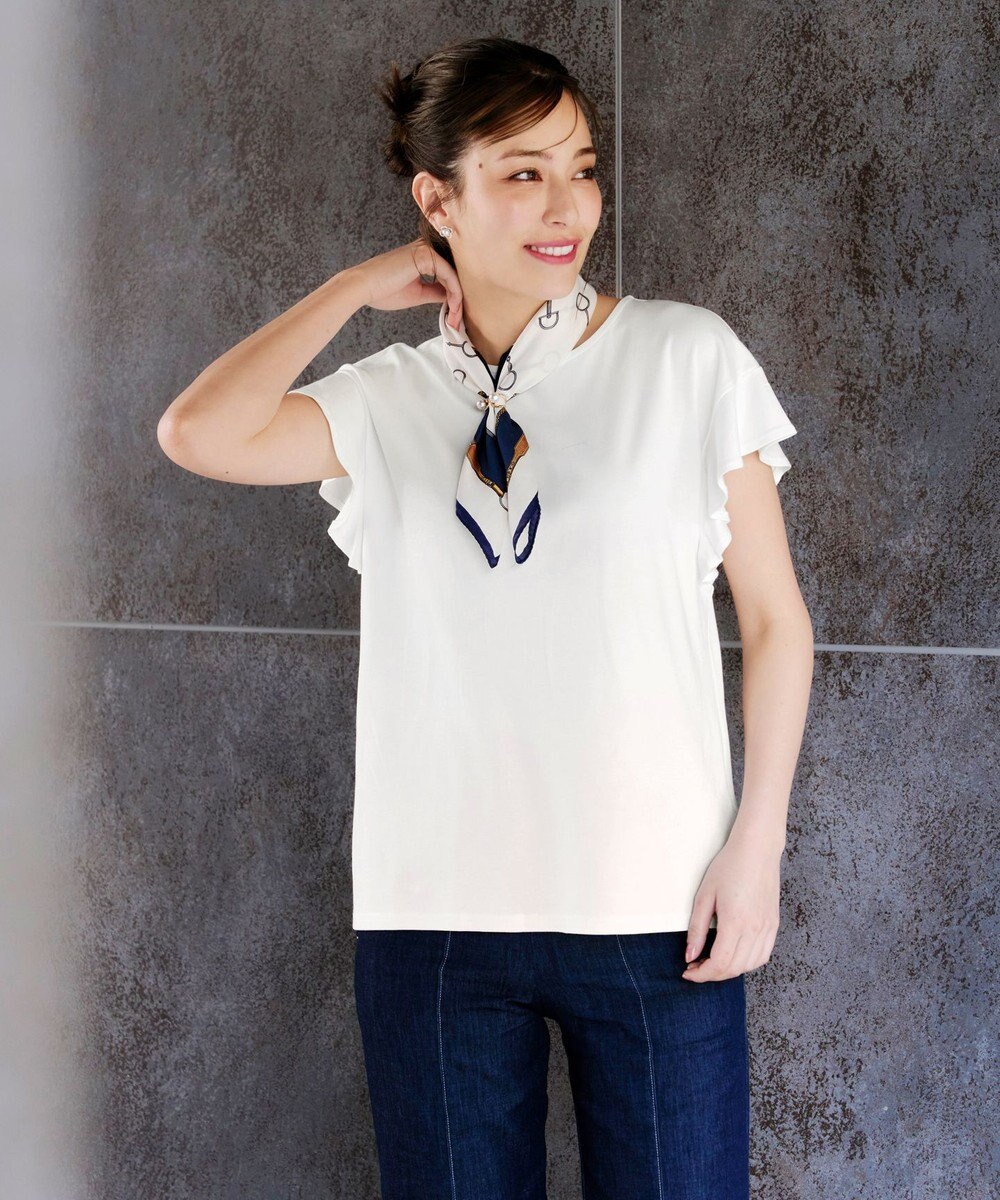 Tiaclasse 【洗える】フリル袖ポンチプルオーバー 