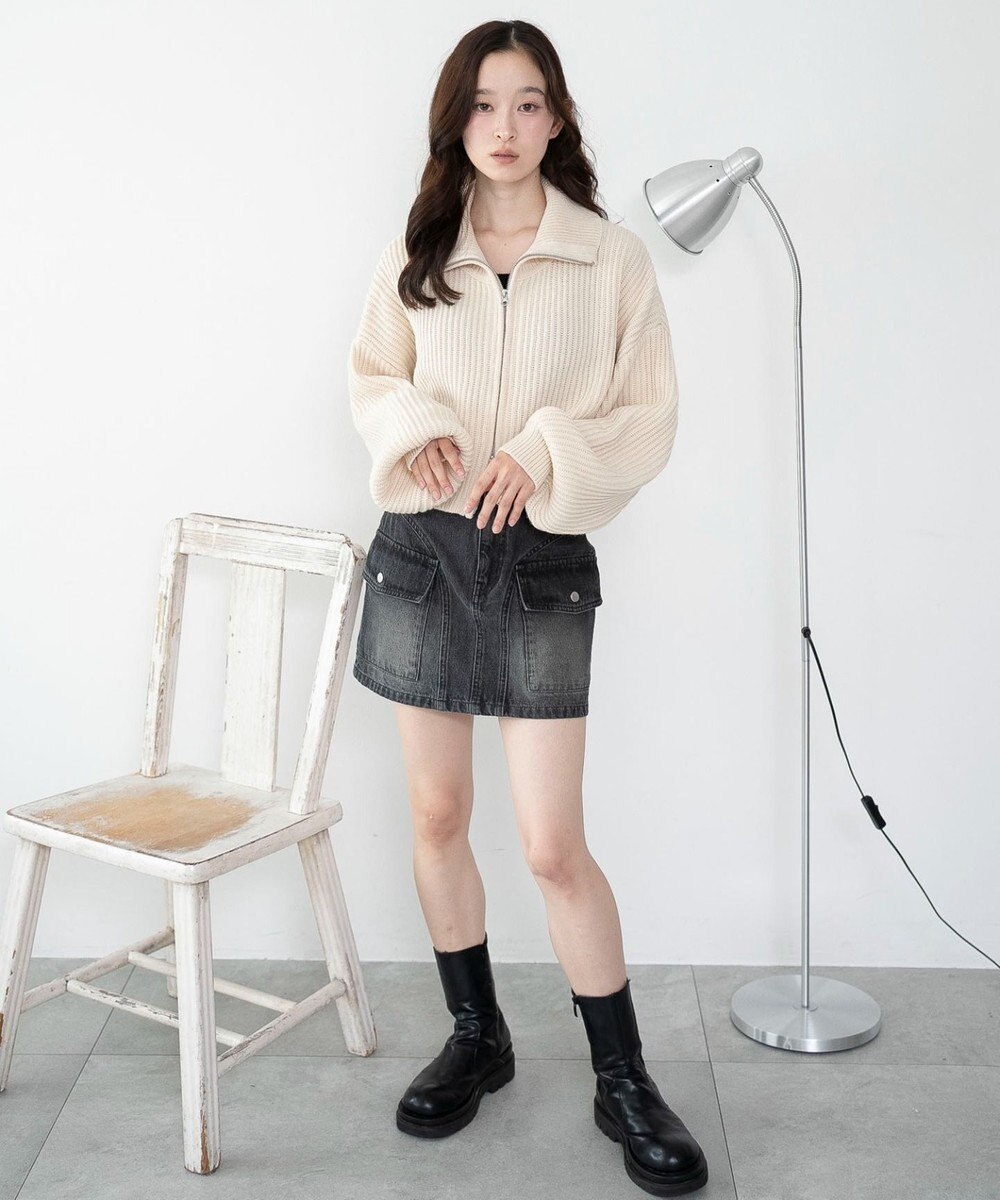 WEGO ダブルジップショートニットブルゾン 