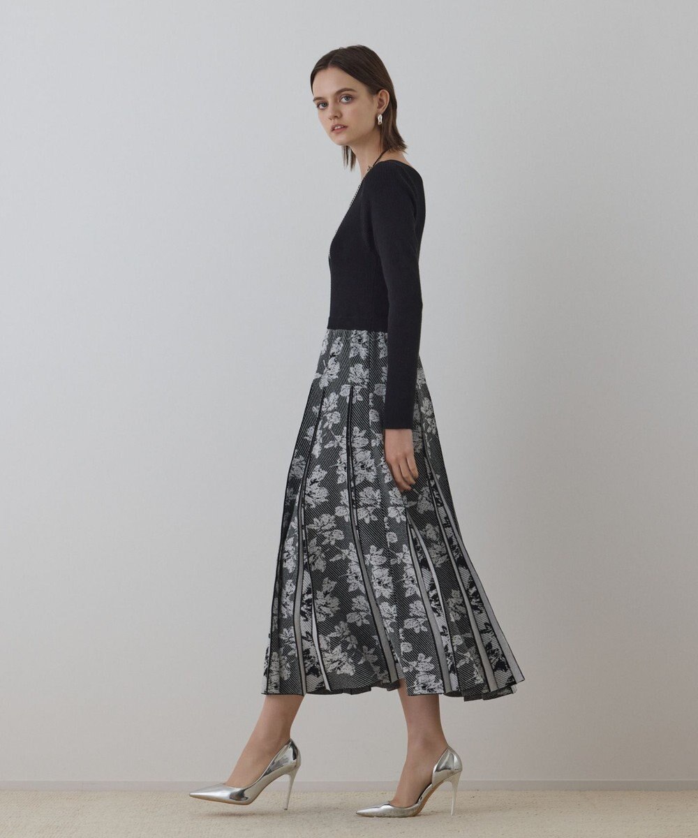 GRACE CONTINENTAL ラメモールニットジャガードワンピース 