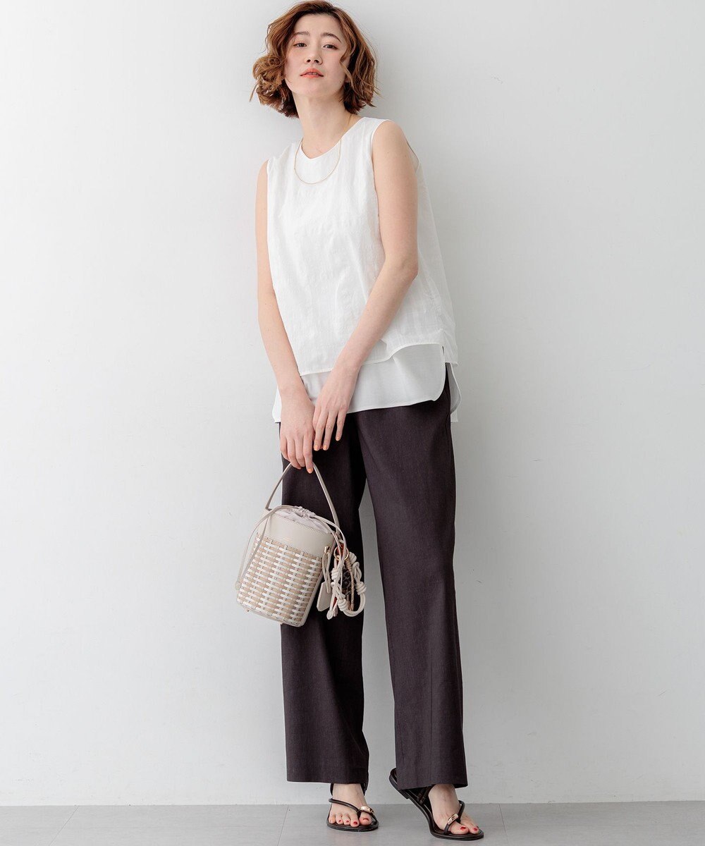 23区 【先行予約】シアーチェックレイヤード スリーブレス Tブラウス 