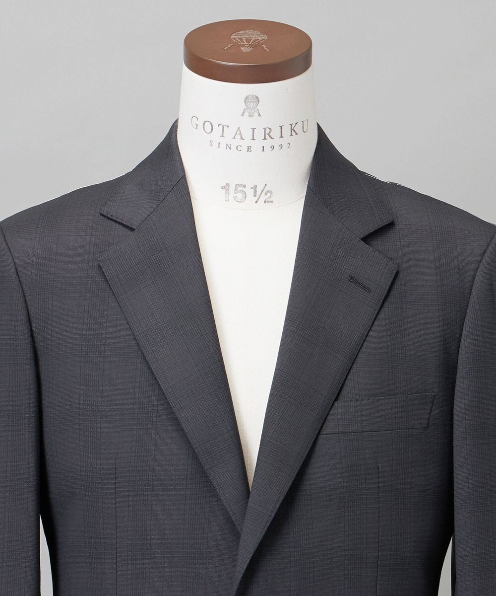 GOTAIRIKU 横に伸びる【TasmaniaWool/タマニアウール】ストレッチ スーツ_グレー格子柄 