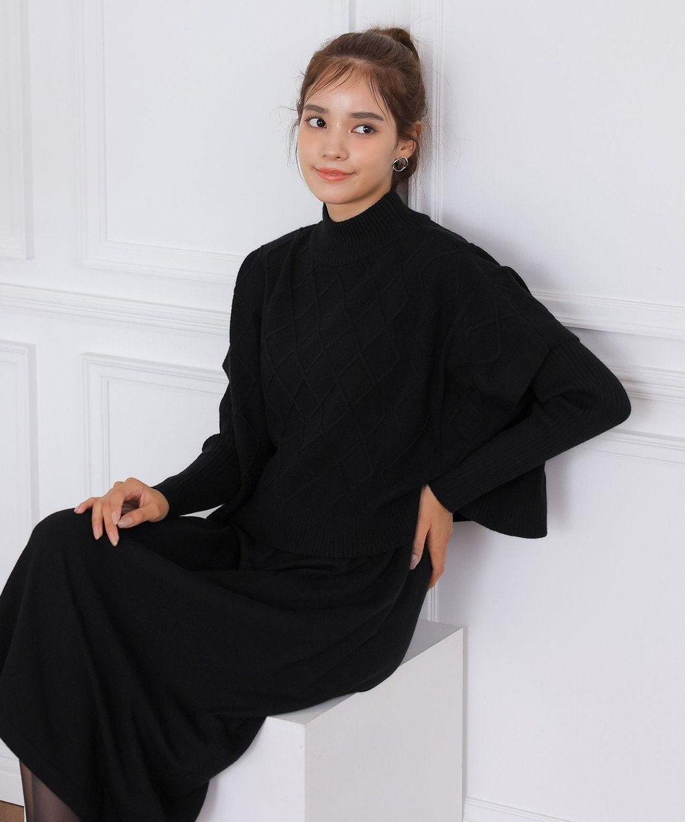 Tiaclasse 【2点セット】ケーブルトップス＆ニットワンピースセット 