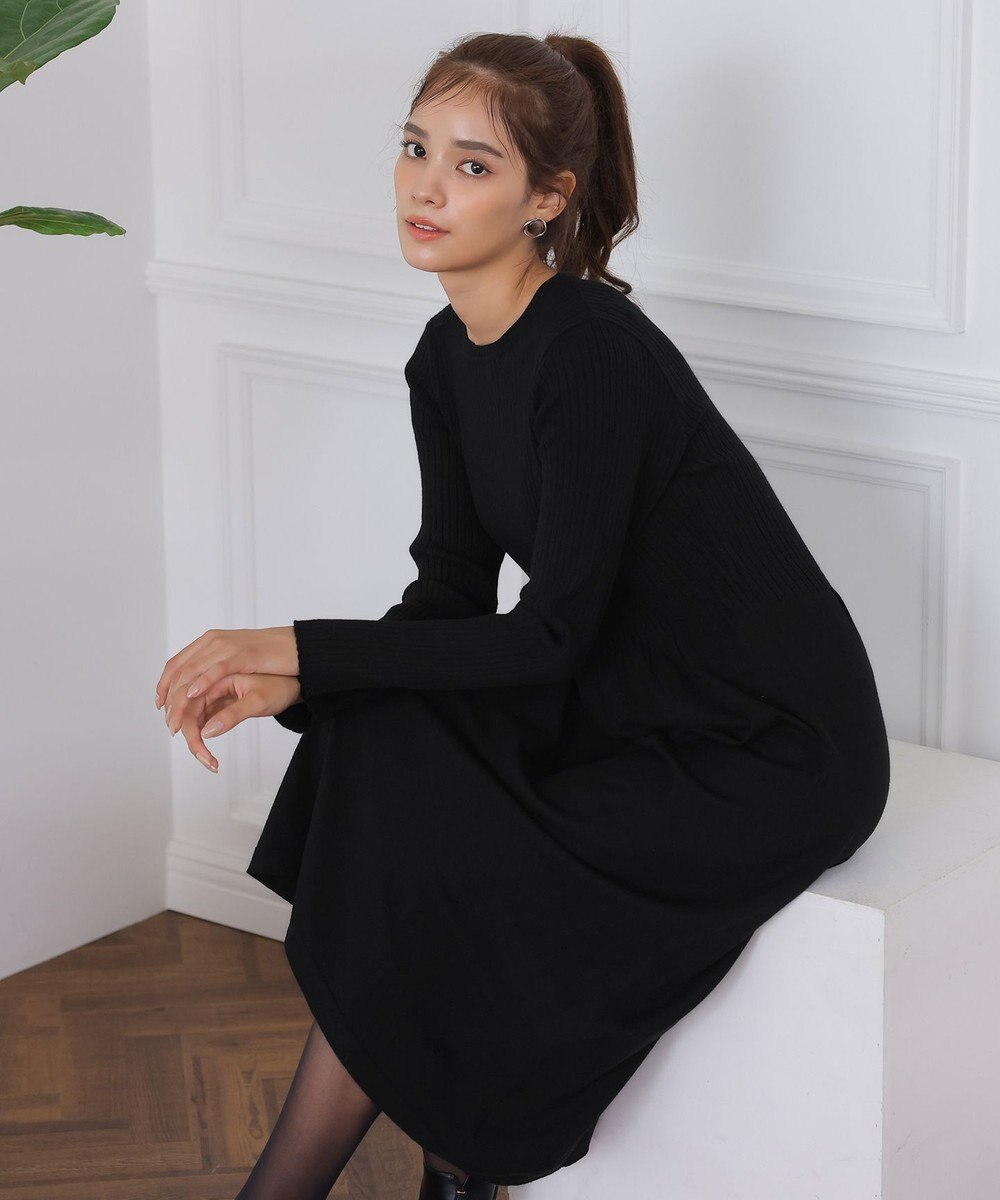 Tiaclasse 【2点セット】ケーブルトップス＆ニットワンピースセット 