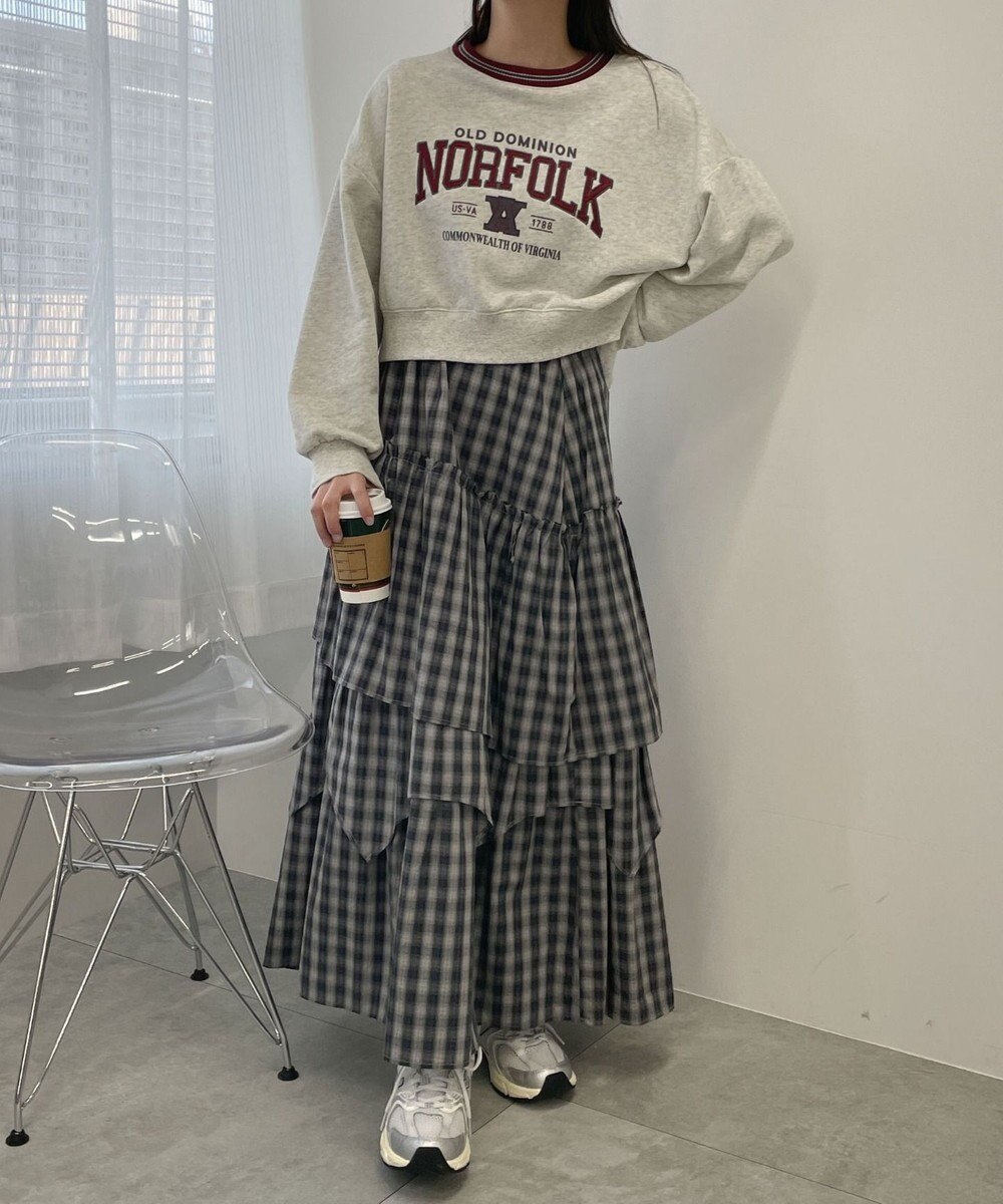 WEGO ラインリブショートスウェット 