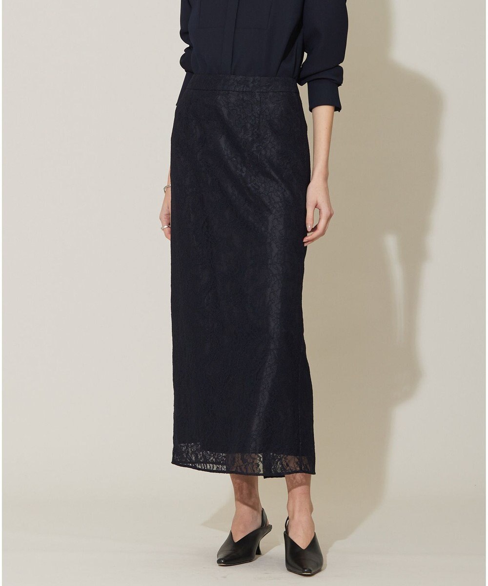 ICB 【洗える】ナイロンラッセルレース ナロースカート 