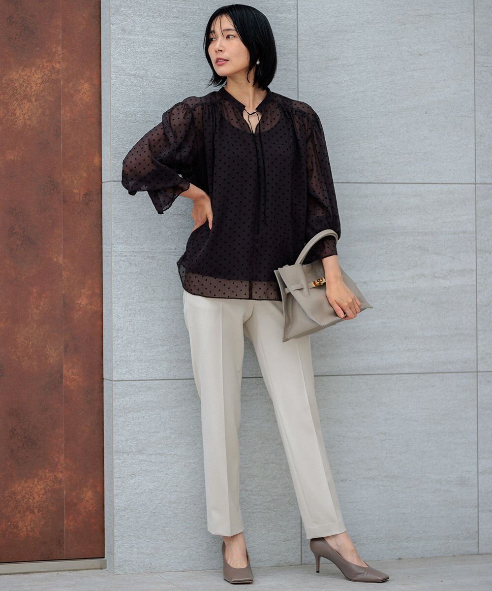 23区 【Oggi2月号掲載/新色追加】TRストレッチギャバ テーパードパンツ 