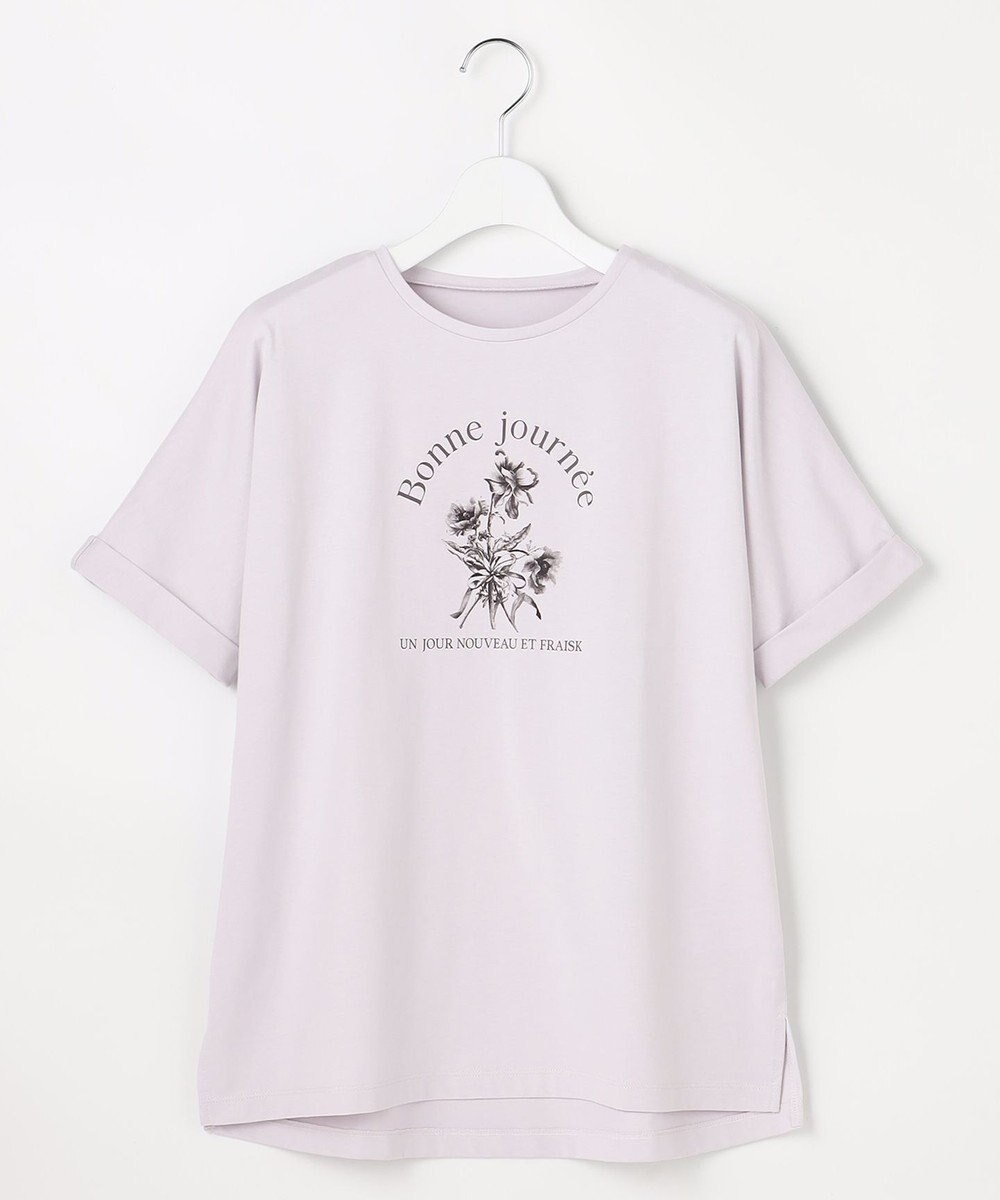 ANY SIS フラワープリント ロゴＴシャツ 