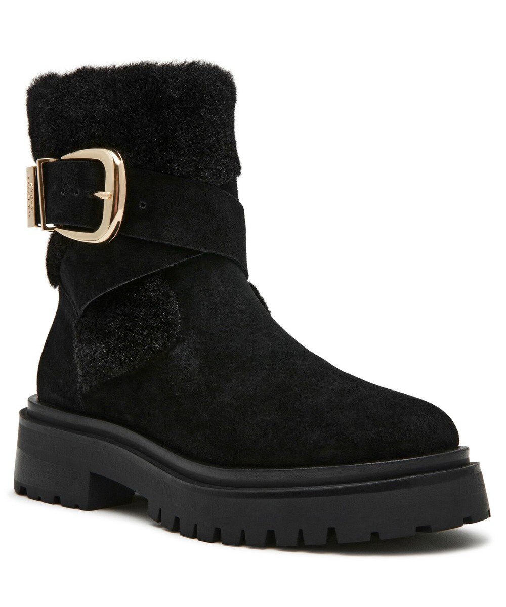 STEVE MADDEN LODGE ファースエードバックルショートブーツ 