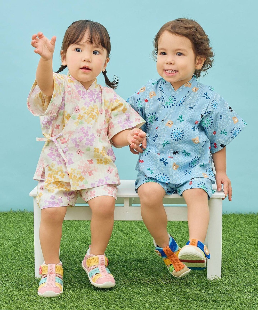 MIKI HOUSE HOT BISCUITS 【80-120cm】総柄 甚平スーツ 