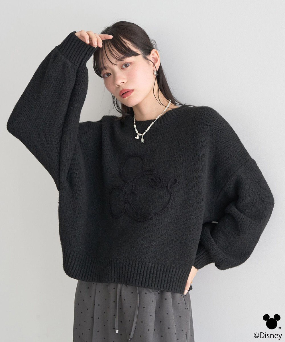 earth music&ecology 【予約】Disney/ミッキーコード刺繍ニットプルオーバー 