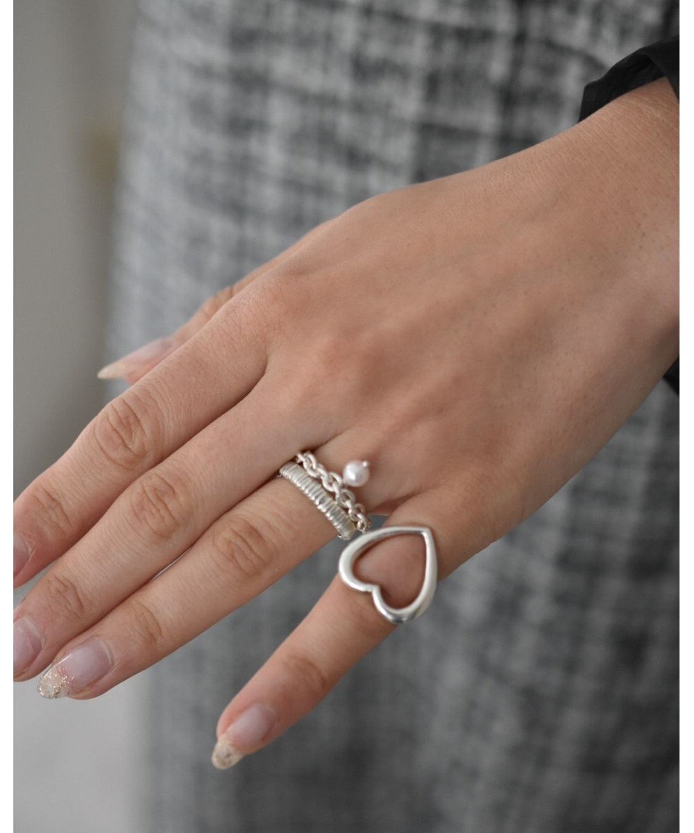 yoaa シルバー925 ハートピンキー リング 