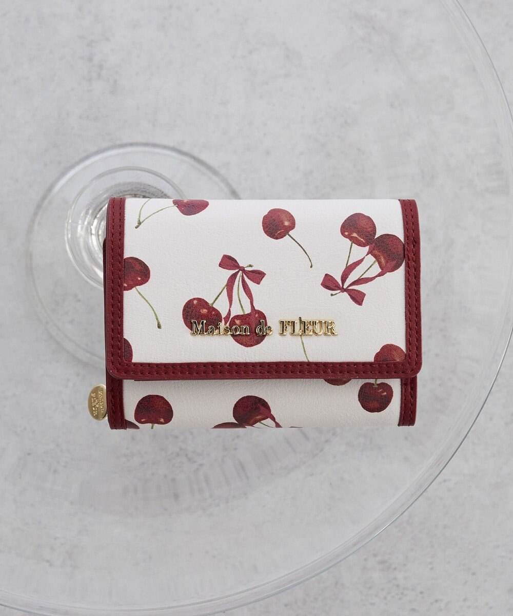 Maison de FLEUR チェリー柄ウォレット 