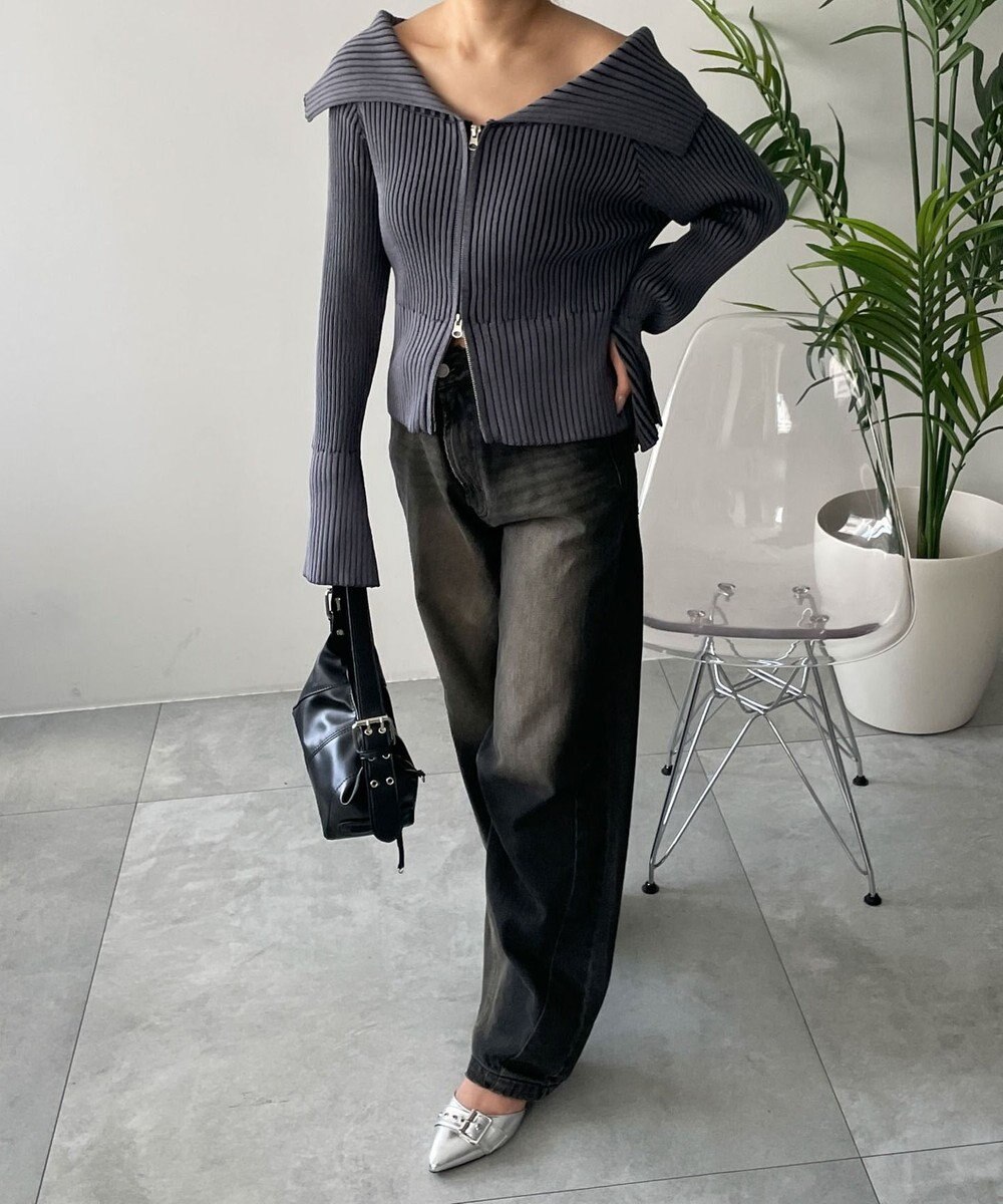 WEGO ダブルジップオフショルニット 