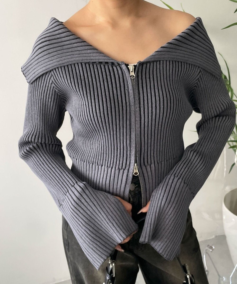 WEGO ダブルジップオフショルニット 