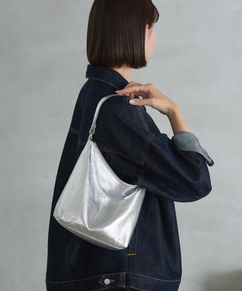 russet ソフトレザーシンプルショルダーバッグ【silver】(CE-1462) 