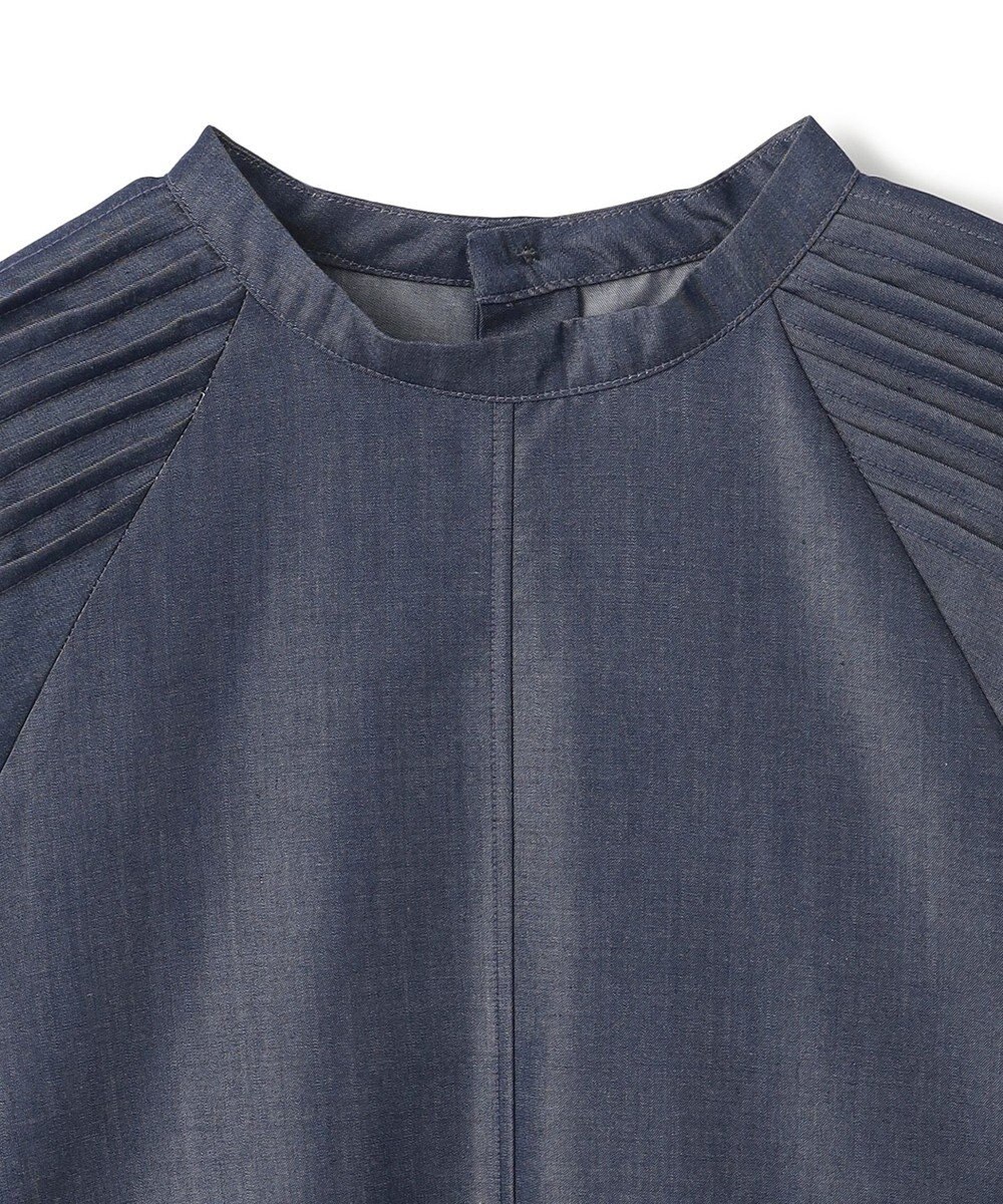 UNFILO シャンブレーデニム ショルダータックブラウス 