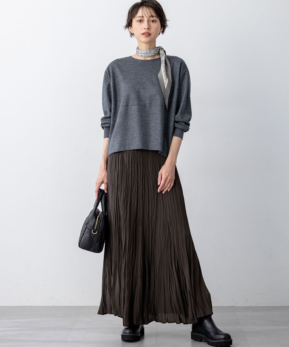 23区 S 【洗える】クラッシュ プリーツ ジョーゼット スカート 