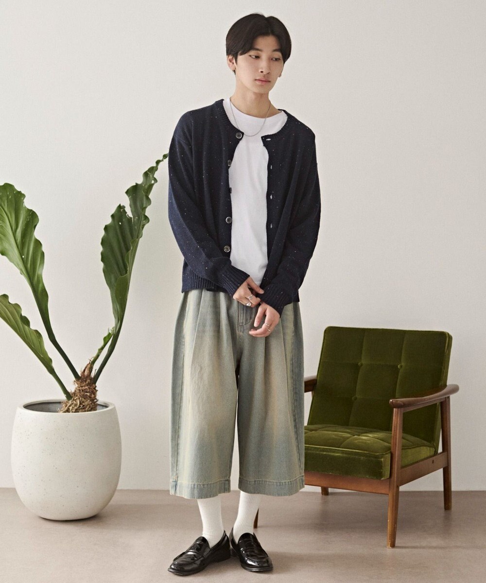 WEGO ネップクルーネックカーディガン 