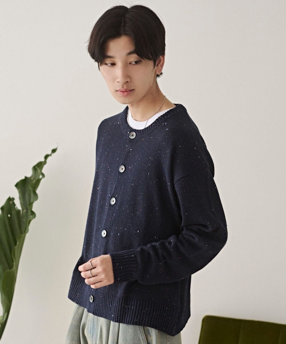 WEGO ネップクルーネックカーディガン 