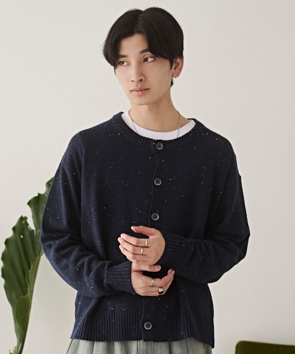 WEGO ネップクルーネックカーディガン 