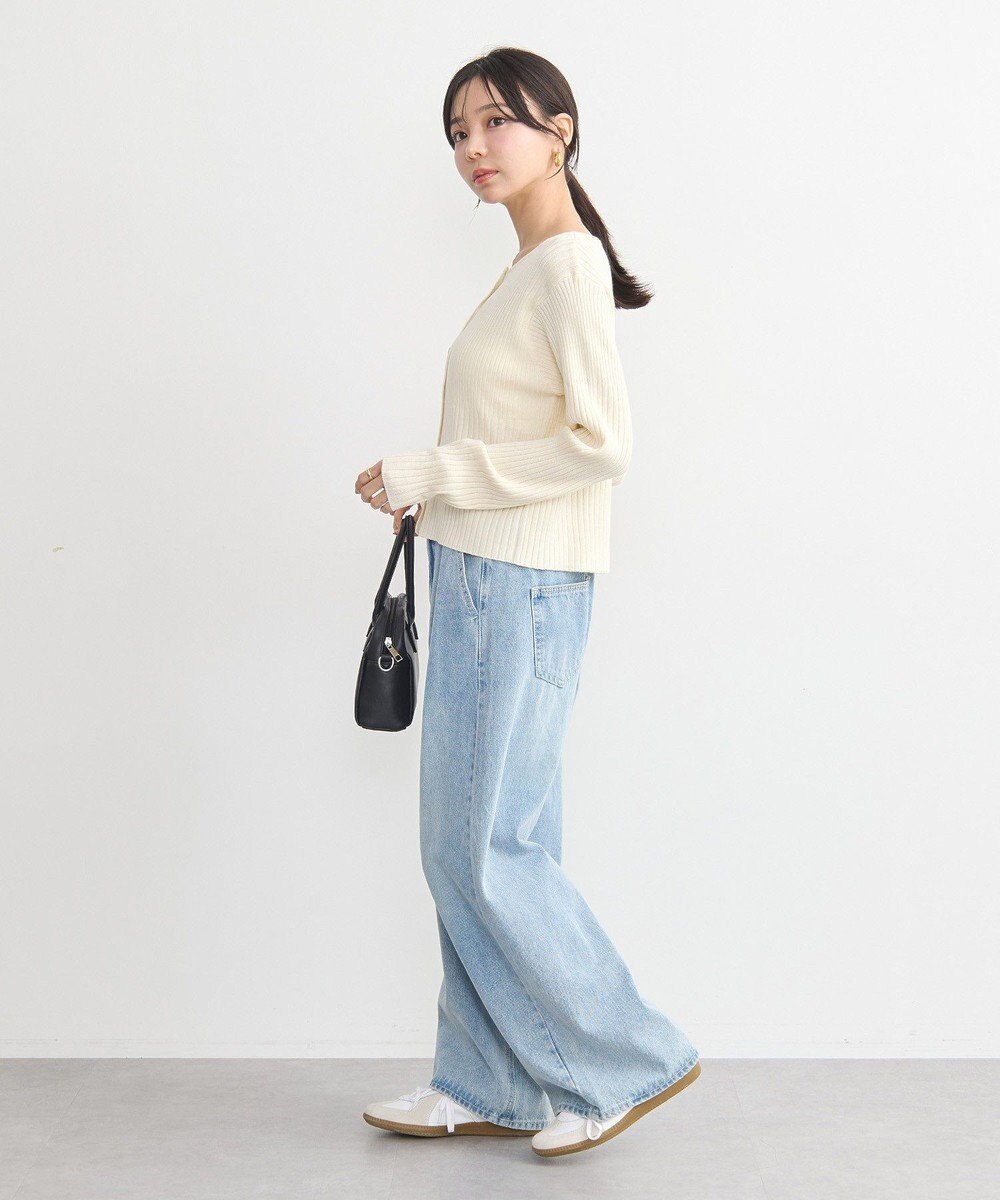 earth music&ecology シルバープチ釦リブニットカーディガン 