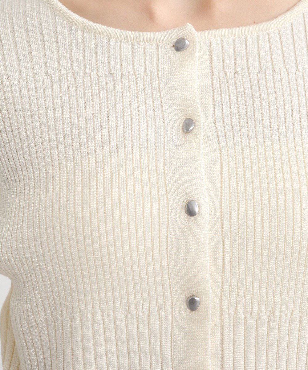 earth music&ecology シルバープチ釦リブニットカーディガン 