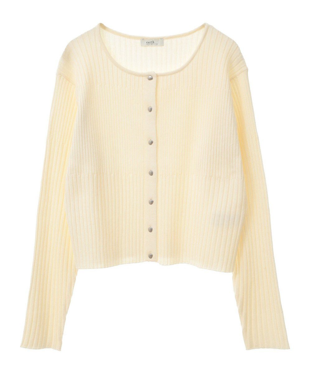earth music&ecology シルバープチ釦リブニットカーディガン 