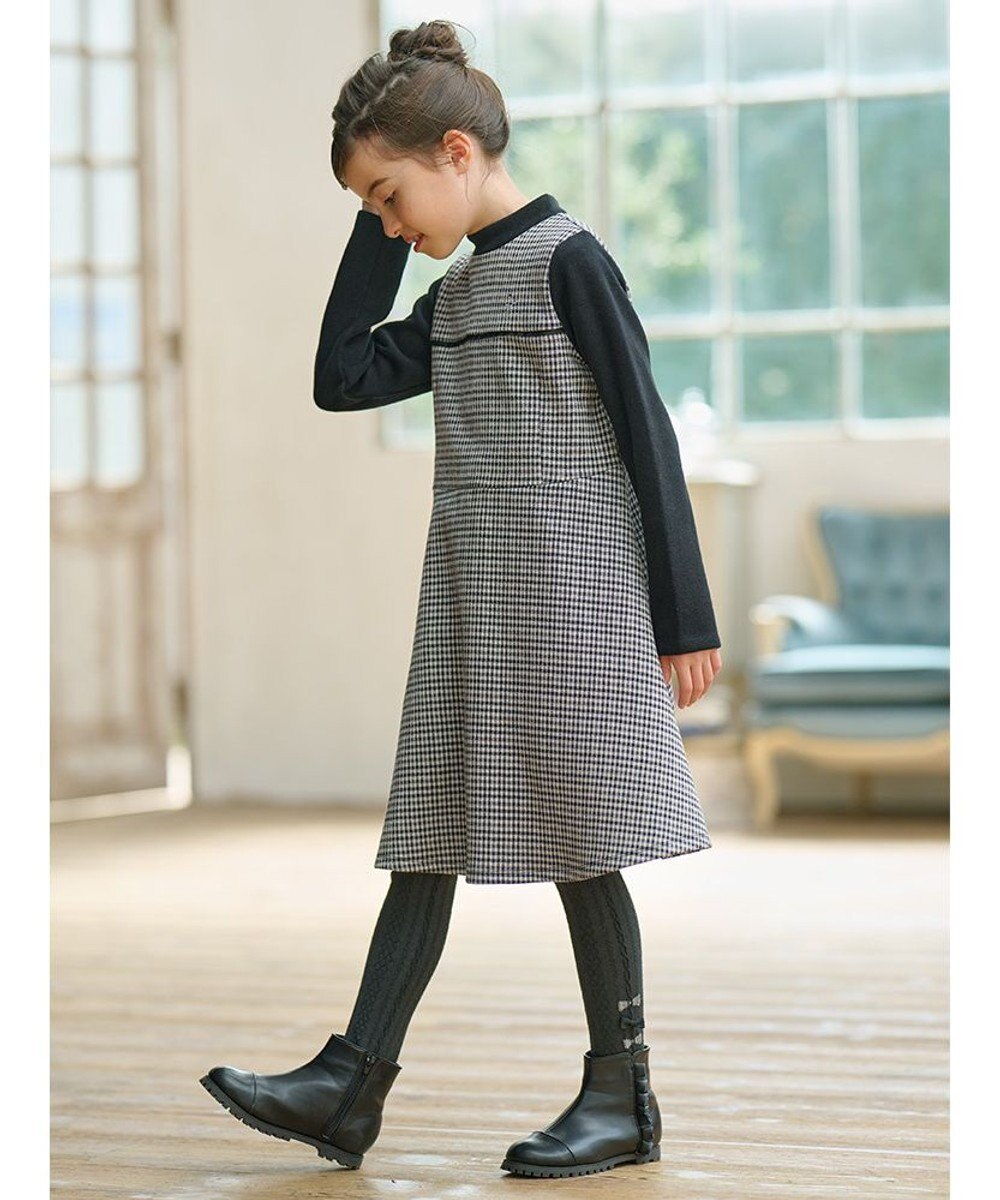 組曲 KIDS 【110-140㎝】チェックジャガード ワンピース 
