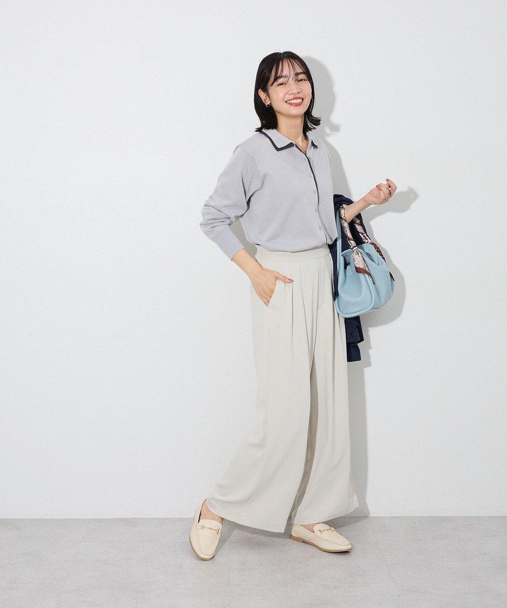 Green Parks ここちニット衿付き配色プルオーバー 