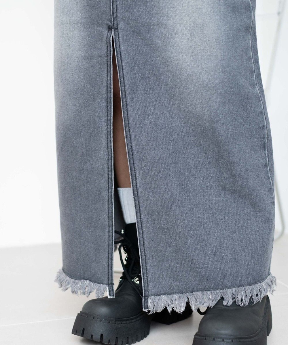 WEGO フリンジロングスリットデニムスカート 