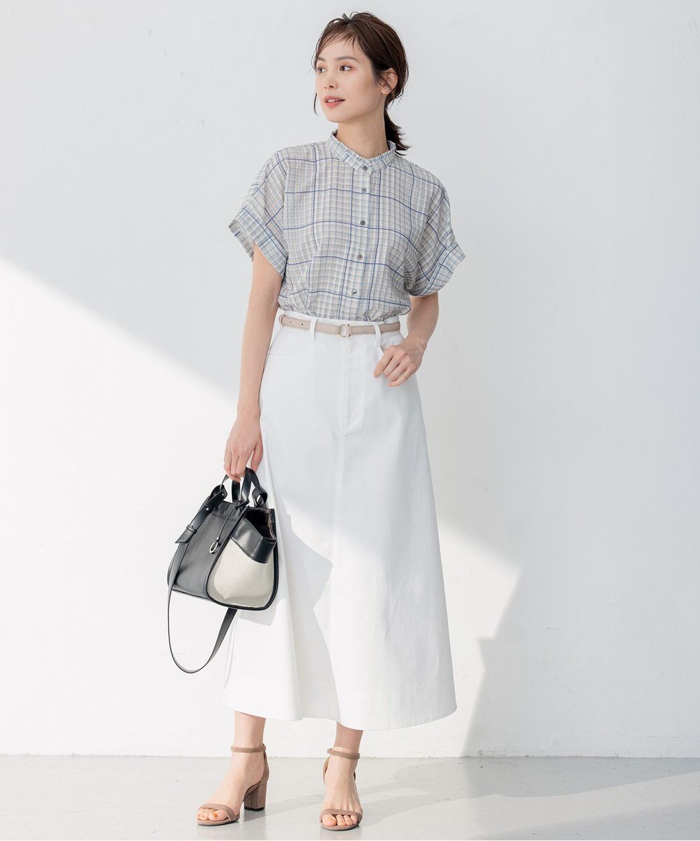 組曲 L 【洗える】シアーチェック ブラウス 