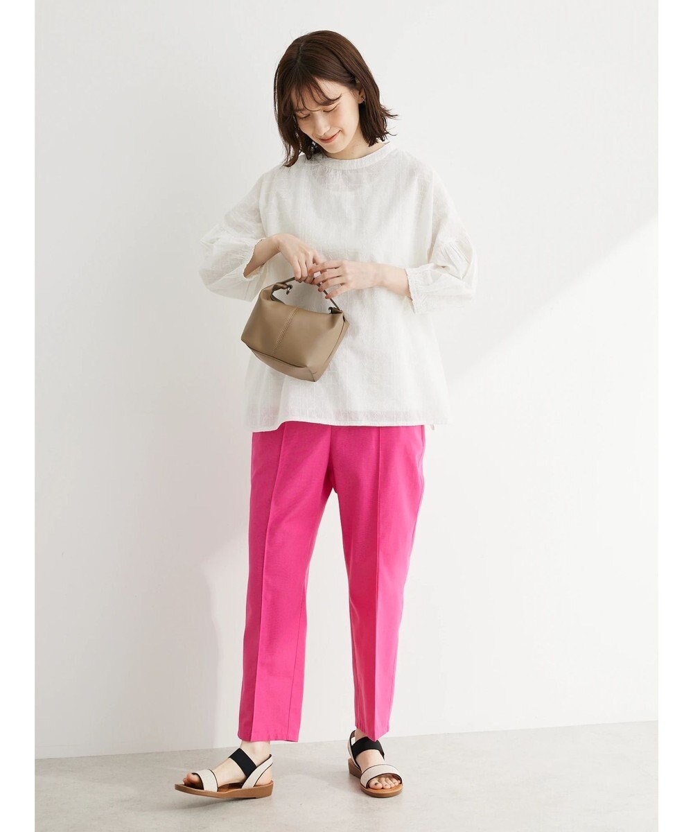 Green Parks 綿麻混イージーテーパードパンツ 