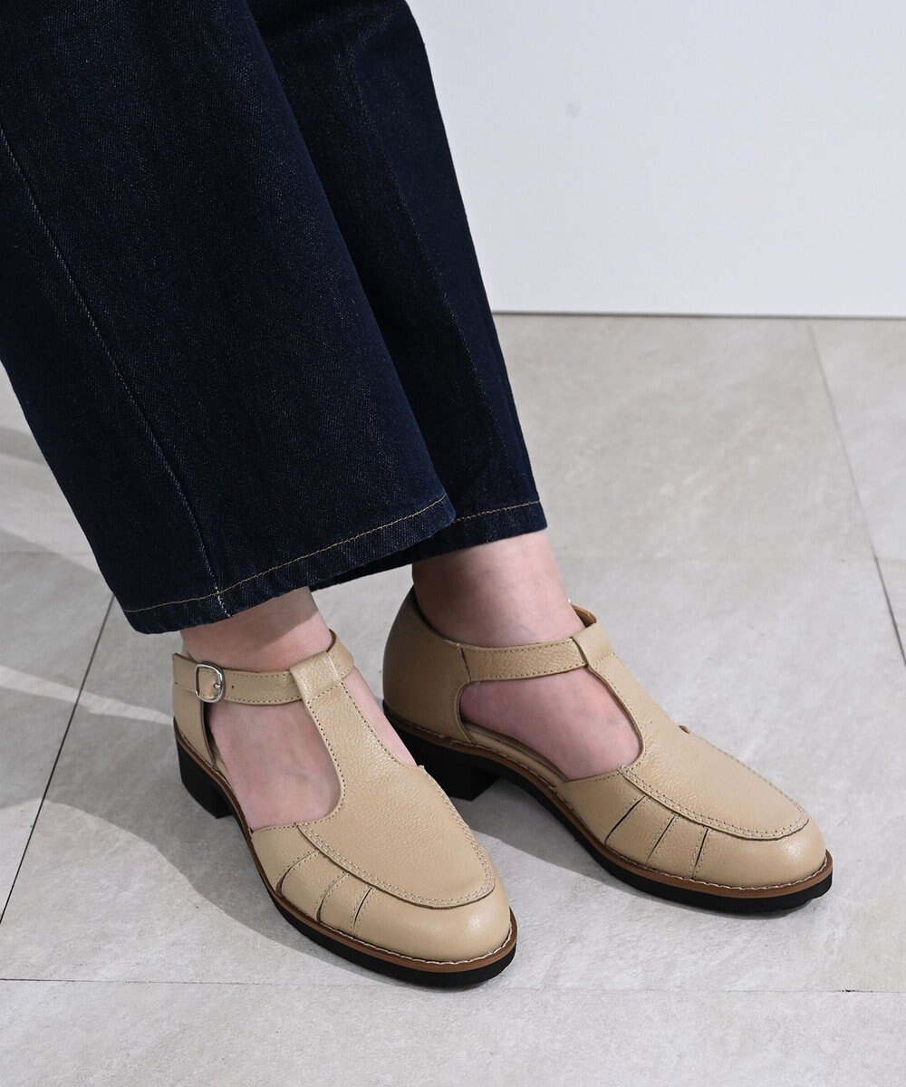 Pointer 本革 通気性Tストラップパンプス 