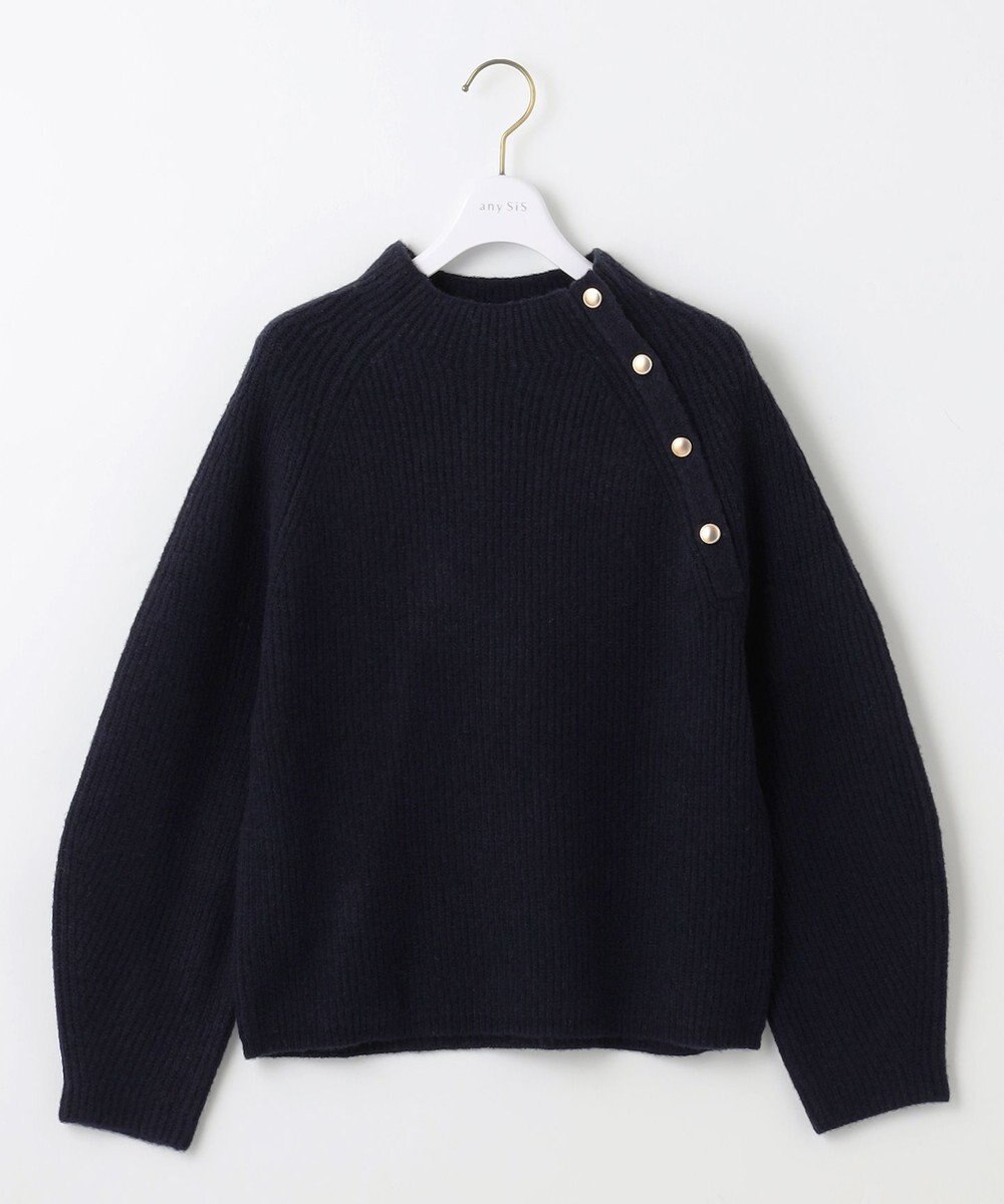 ANY SIS 【洗える】ボトルネックボタンポイントAir ニット 